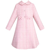 Abrigo Elegante de Tweed Rosa para Niñas de 4 a 10 Años - Gerat